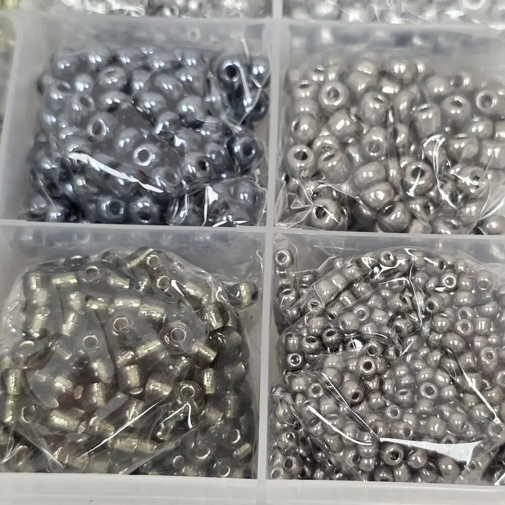 Mixed Jewelry Making Bead Assortment in Organizer Case Glass Plastic Metallic